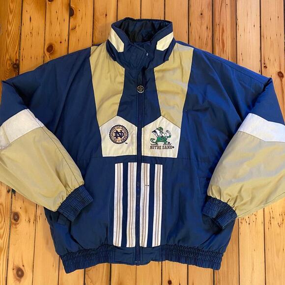 Rare Vintage 1990s Reversible Notre Dame Fighting Irish Pro Player Jacket L/XL - Picture 1 of 6